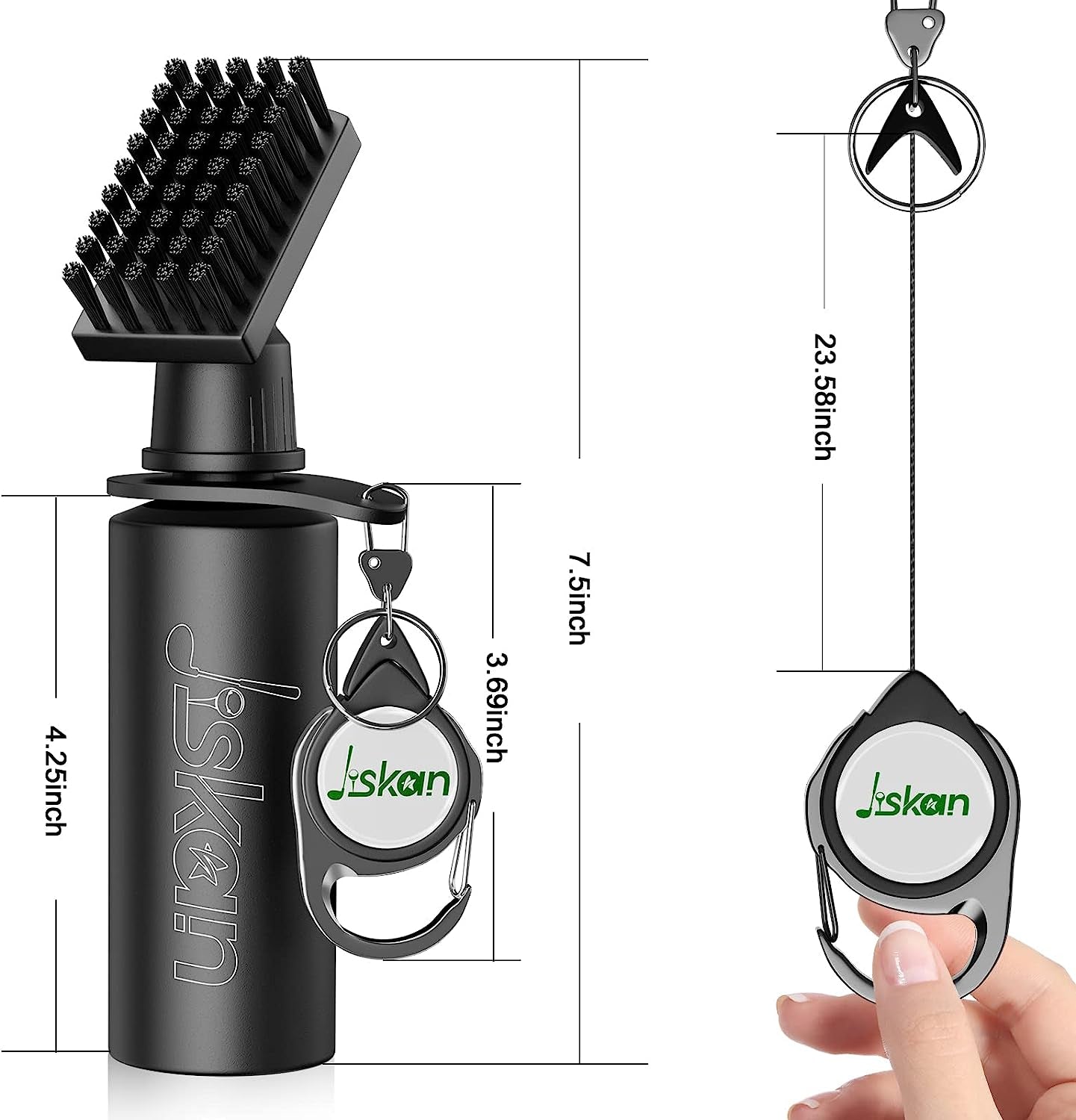 Professional Golf Club Brush Cleaner with Retainer Clip and 4-Ounce Squeeze Water Bottle - Essential Golf Accessories for Men, Ideal Golf Gifts