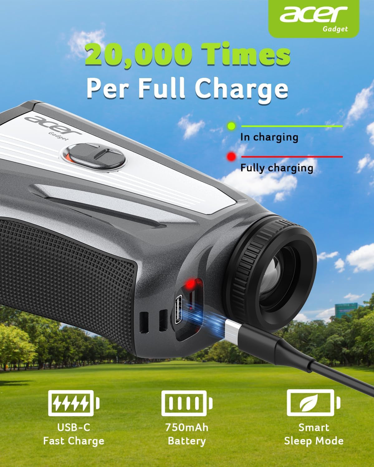 Gadget Golf Rangefinder with Slope - 1200/1700Yards Laser Range Finder for Hunting, 6X Magnification Rangefinders Golf with Flag Pole Locking Vibration, Rechargeable Magnetic Golfing Gift for Men