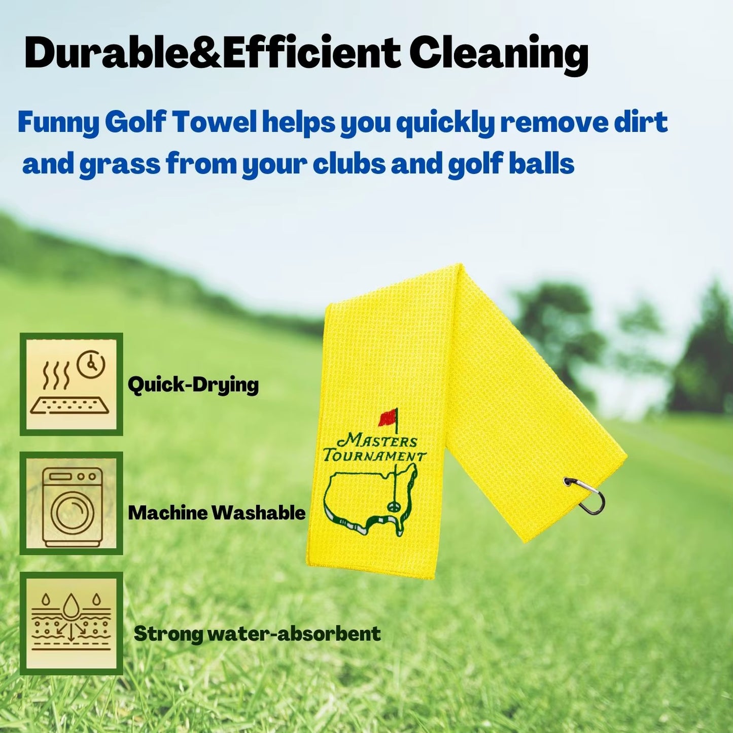 Funny Microfiber Premium Golf Towel, Embroidered Golf Towels for Golf Bags for Men&Women, Golf Accessories for Men Golfers
