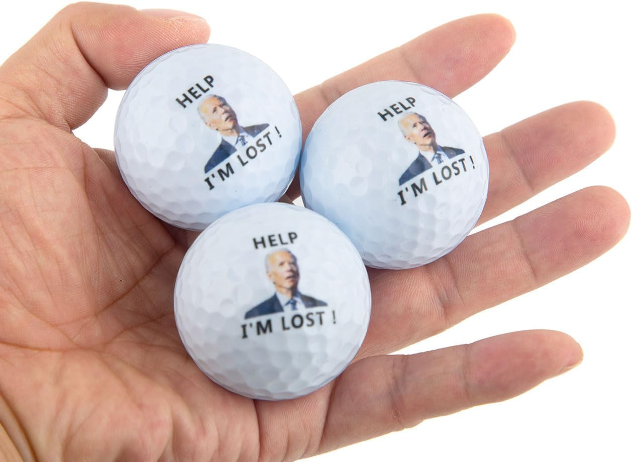 3 Pack Biden Golf Balls Funny Confused Joe Biden Help I'M Lost Cute Novelty Golf Balls Gifts