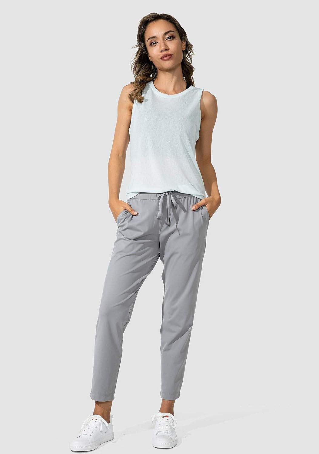 Women'S Pants with Deep Pockets 7/8 Stretch Ankle Sweatpants for Golf, Athletic, Lounge, Travel, Work