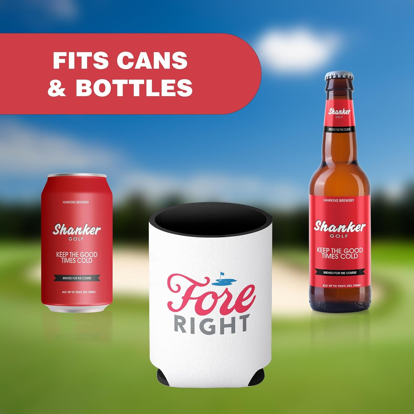 Beer Can Cooler Set - Funny Can Coolers for Golf - Pack of 6 Neoprene Can Coolers - Fits Cans and Bottles - Great Funny Golf Tournament Gift for Golfers