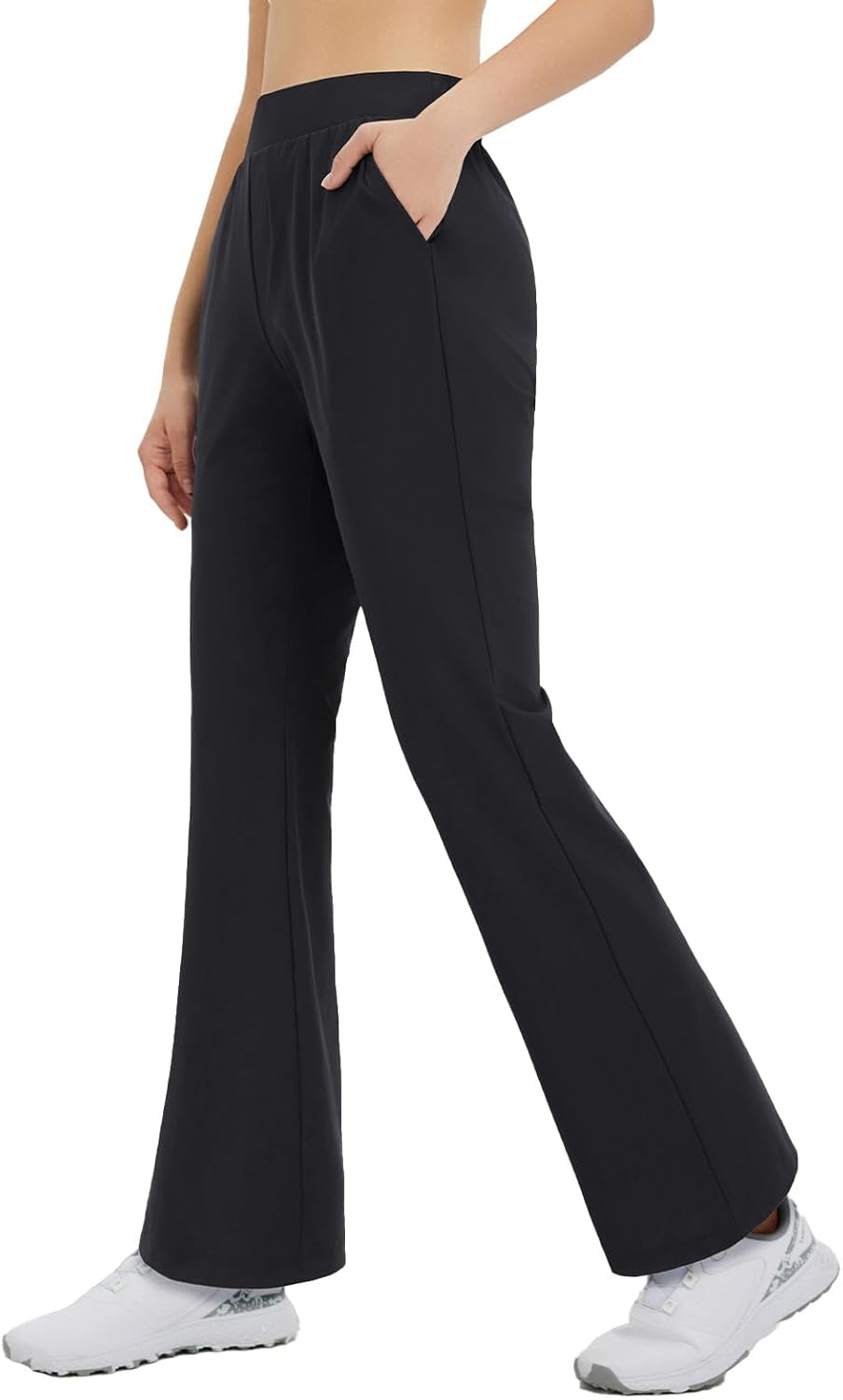 Women's Lightweight Stretch Flare Dress Pants with Pockets for Golf and Business, Available in 26" and 29" Lengths, UPF 50+