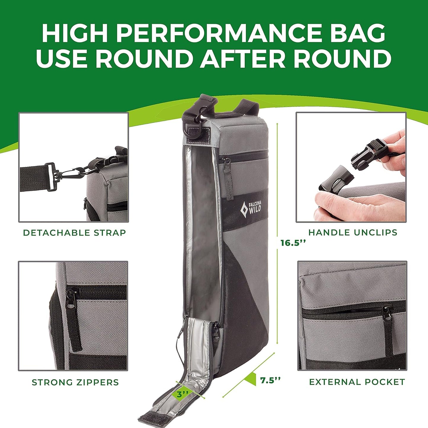 Golf Cooler Bag plus 2 Ice Packs - Keeps Drinks Cold for Hours - Holds 6 Cans - Fits Discreetly in Golf Bags - Insulated Beer Sleeve and Cooler Accessories