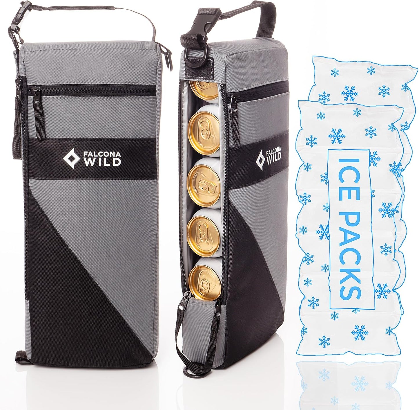 Golf Cooler Bag plus 2 Ice Packs - Keeps Drinks Cold for Hours - Holds 6 Cans - Fits Discreetly in Golf Bags - Insulated Beer Sleeve and Cooler Accessories