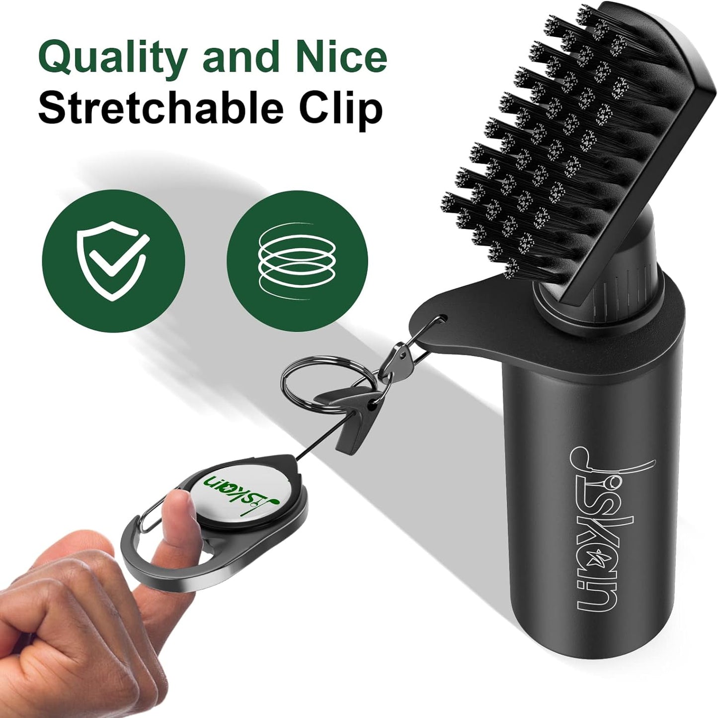 Professional Golf Club Brush Cleaner with Retainer Clip and 4-Ounce Squeeze Water Bottle - Essential Golf Accessories for Men, Ideal Golf Gifts