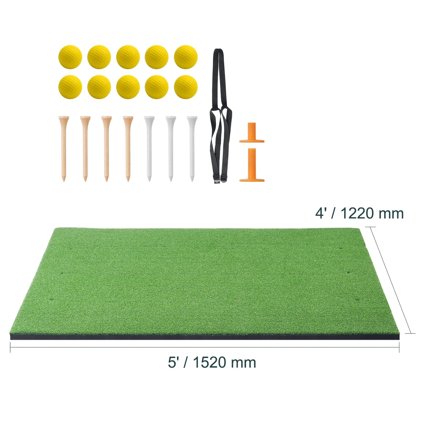Succebuy 5/10/15Mm Golf Hitting Mat Artificial Turf Golf Hitting Mat Golf Hitting Training Aids W/Golf Tees Golf for Practice