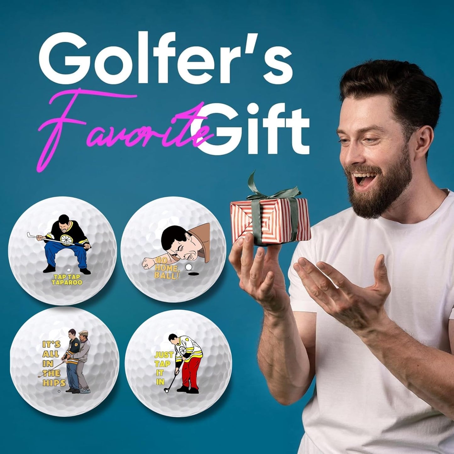 4 Pcs Funny Golf Balls for Birthday, Novelty Golfer Gift for Dad Coworkers Golfers Golf Lovers