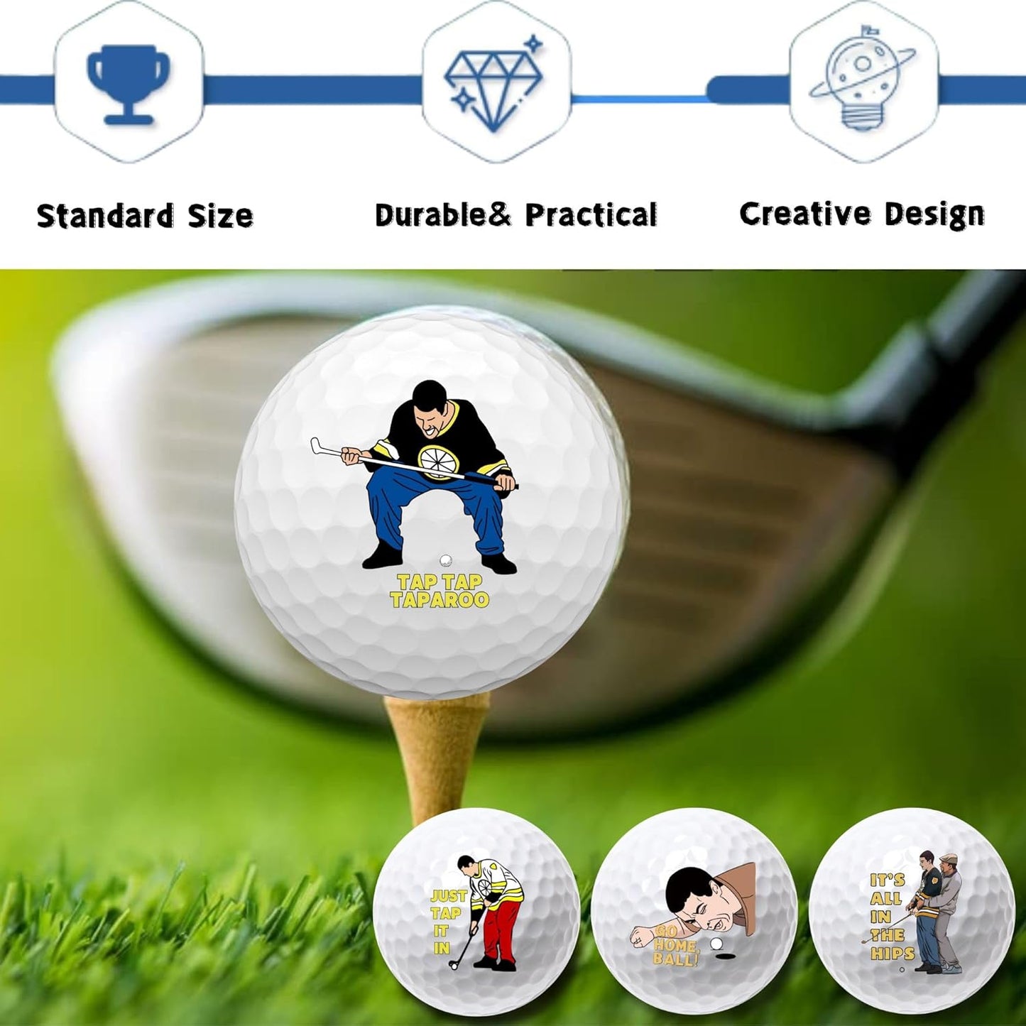 4 Pcs Funny Golf Balls for Birthday, Novelty Golfer Gift for Dad Coworkers Golfers Golf Lovers