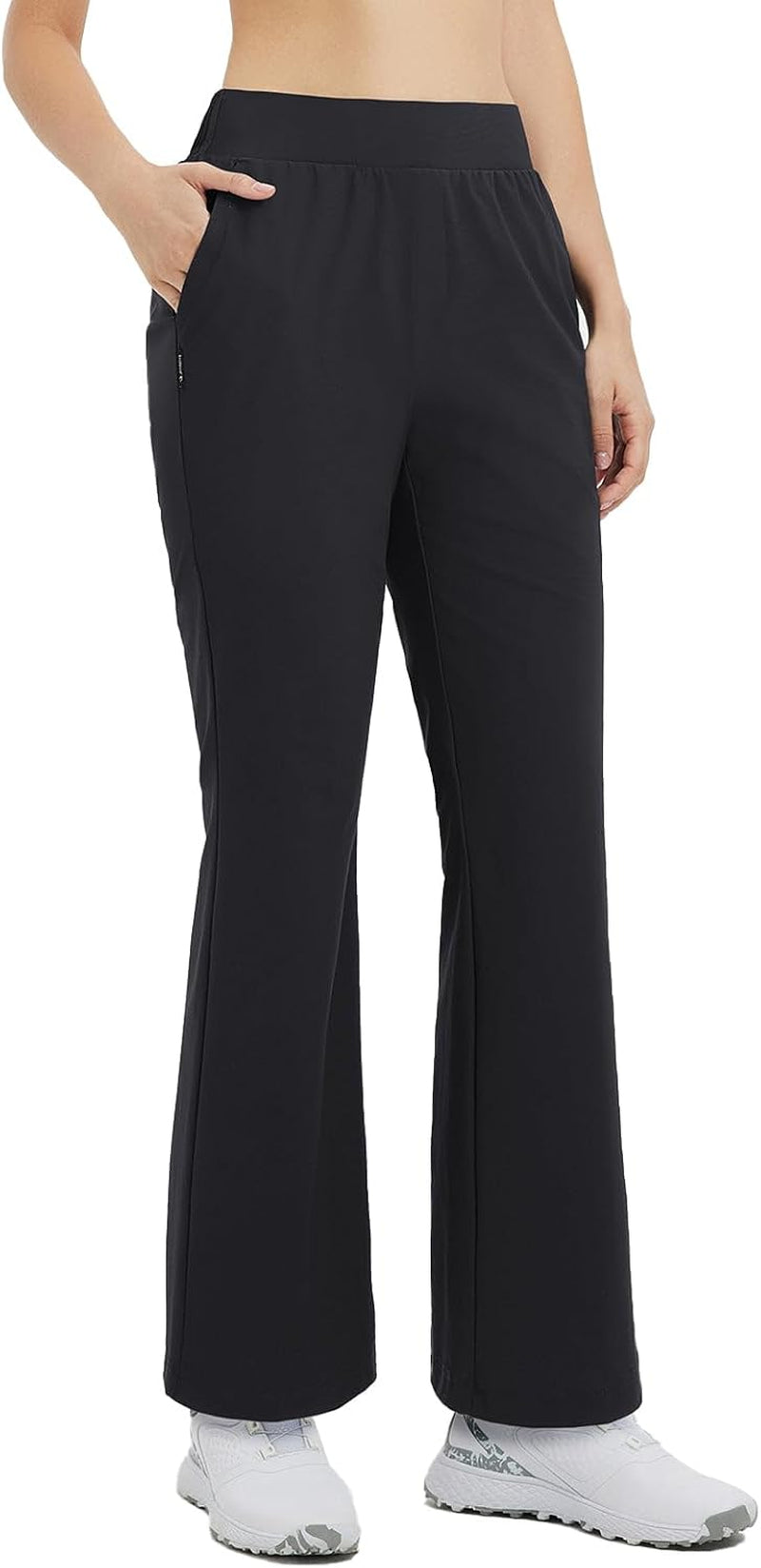 Women's Lightweight Stretch Flare Dress Pants with Pockets for Golf and Business, Available in 26" and 29" Lengths, UPF 50+