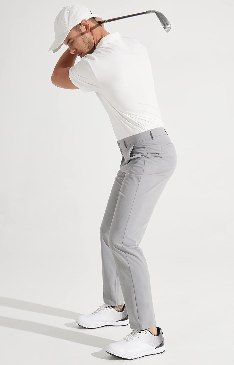 Mens Golf Pants Stretch Work Dress Pants 30"/32"/34" Quick Dry Lightweight Casual Comfy Trousers with Pockets
