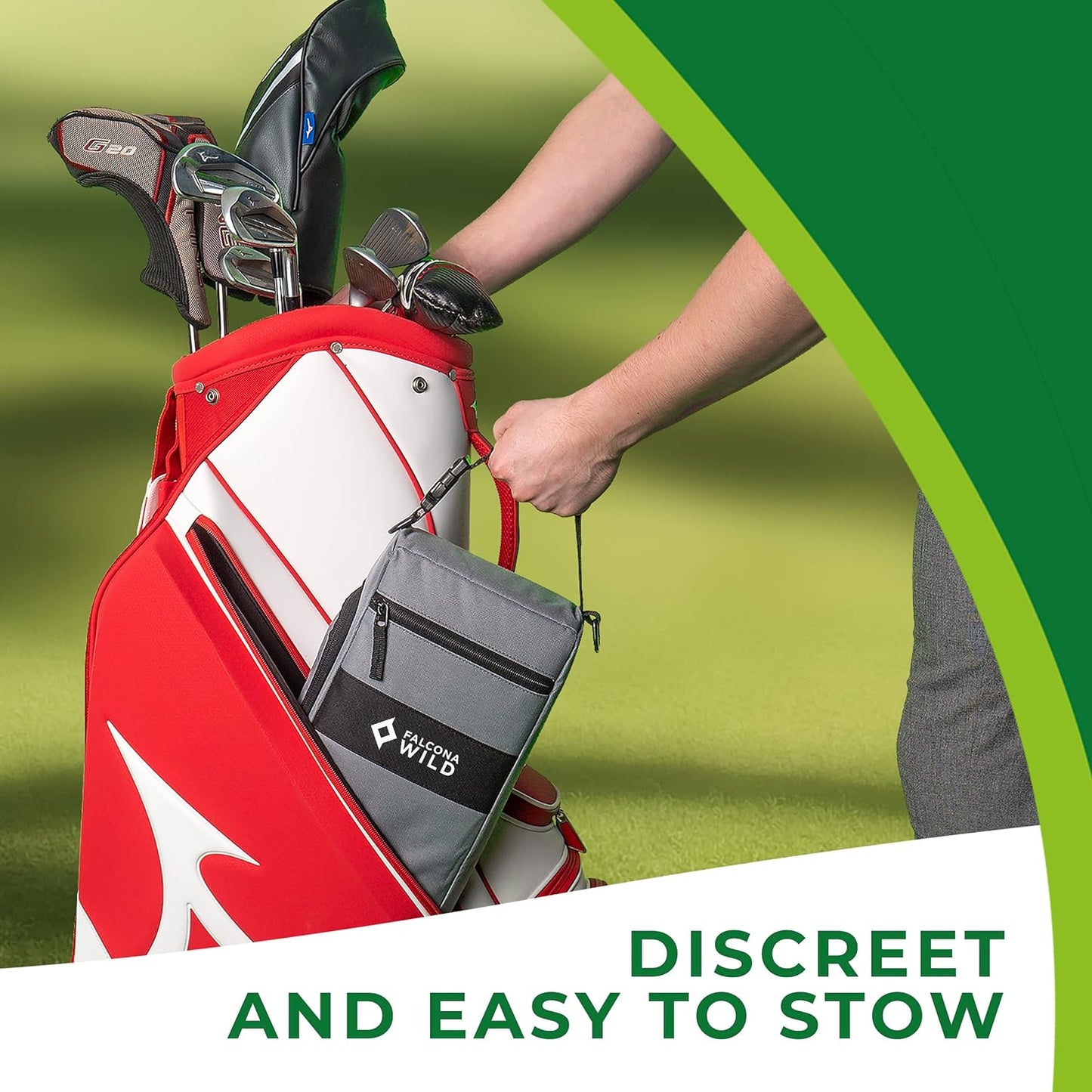 Golf Cooler Bag plus 2 Ice Packs - Keeps Drinks Cold for Hours - Holds 6 Cans - Fits Discreetly in Golf Bags - Insulated Beer Sleeve and Cooler Accessories
