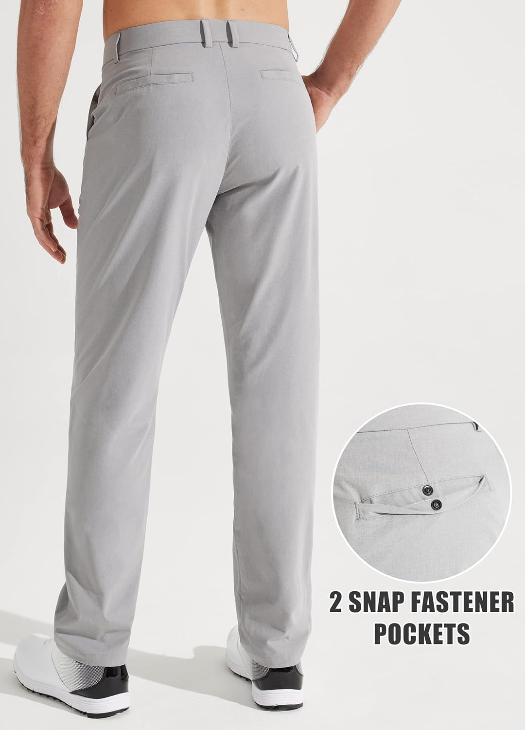 Mens Golf Pants Stretch Work Dress Pants 30"/32"/34" Quick Dry Lightweight Casual Comfy Trousers with Pockets