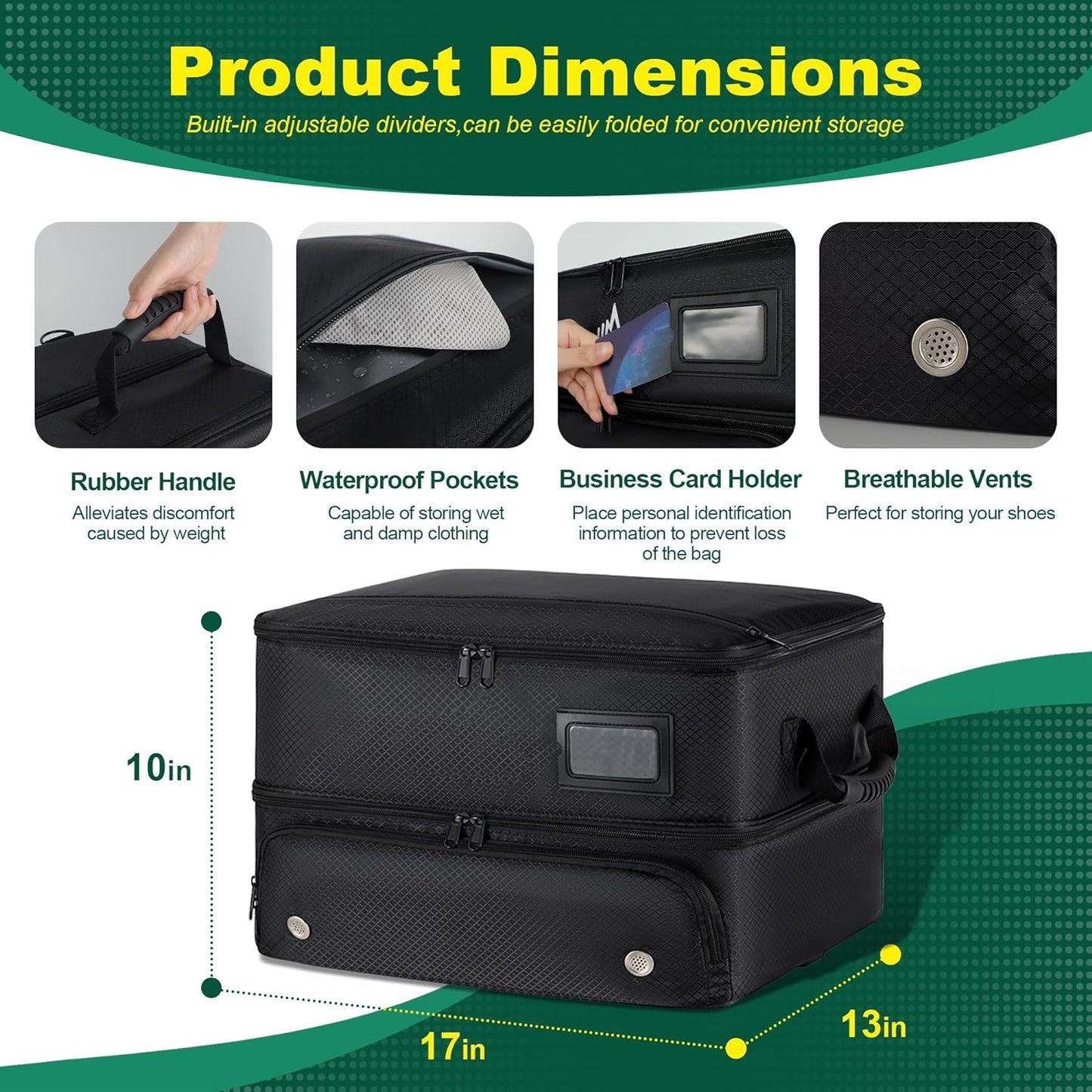 Dual-Layer Golf Trunk Organizer with Ventilated Compartment, Waterproof SUV Storage Solution for Balls, Tees, Apparel, and Accessories - Ideal Gift for Golf Enthusiasts