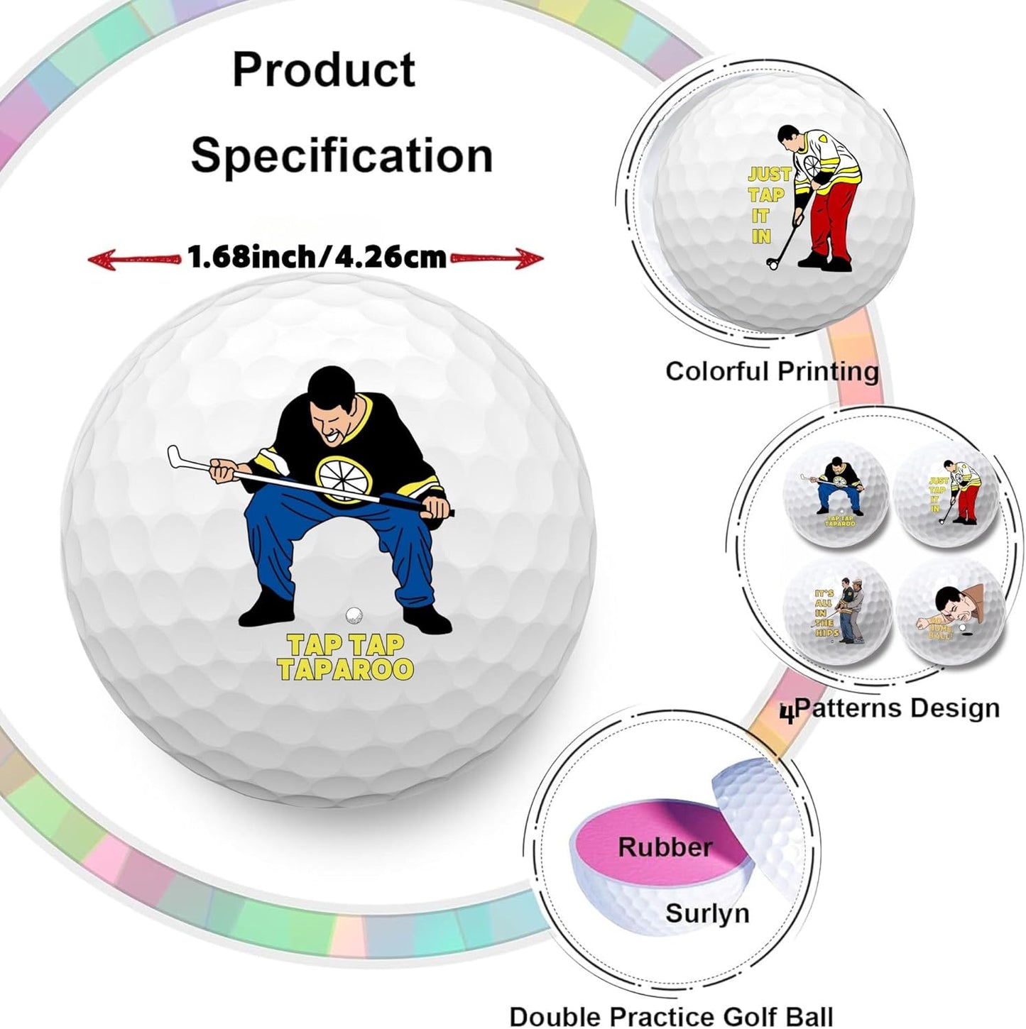 4 Pcs Funny Golf Balls for Birthday, Novelty Golfer Gift for Dad Coworkers Golfers Golf Lovers