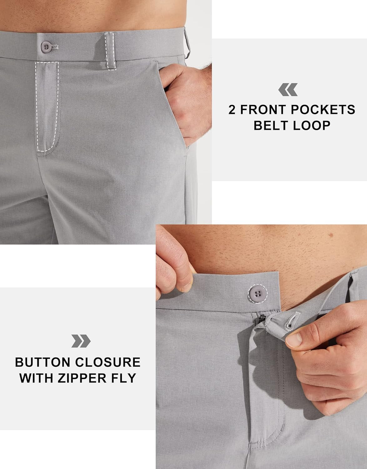 Mens Golf Pants Stretch Work Dress Pants 30"/32"/34" Quick Dry Lightweight Casual Comfy Trousers with Pockets