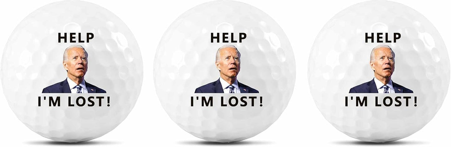 3 Pack Biden Golf Balls Funny Confused Joe Biden Help I'M Lost Cute Novelty Golf Balls Gifts
