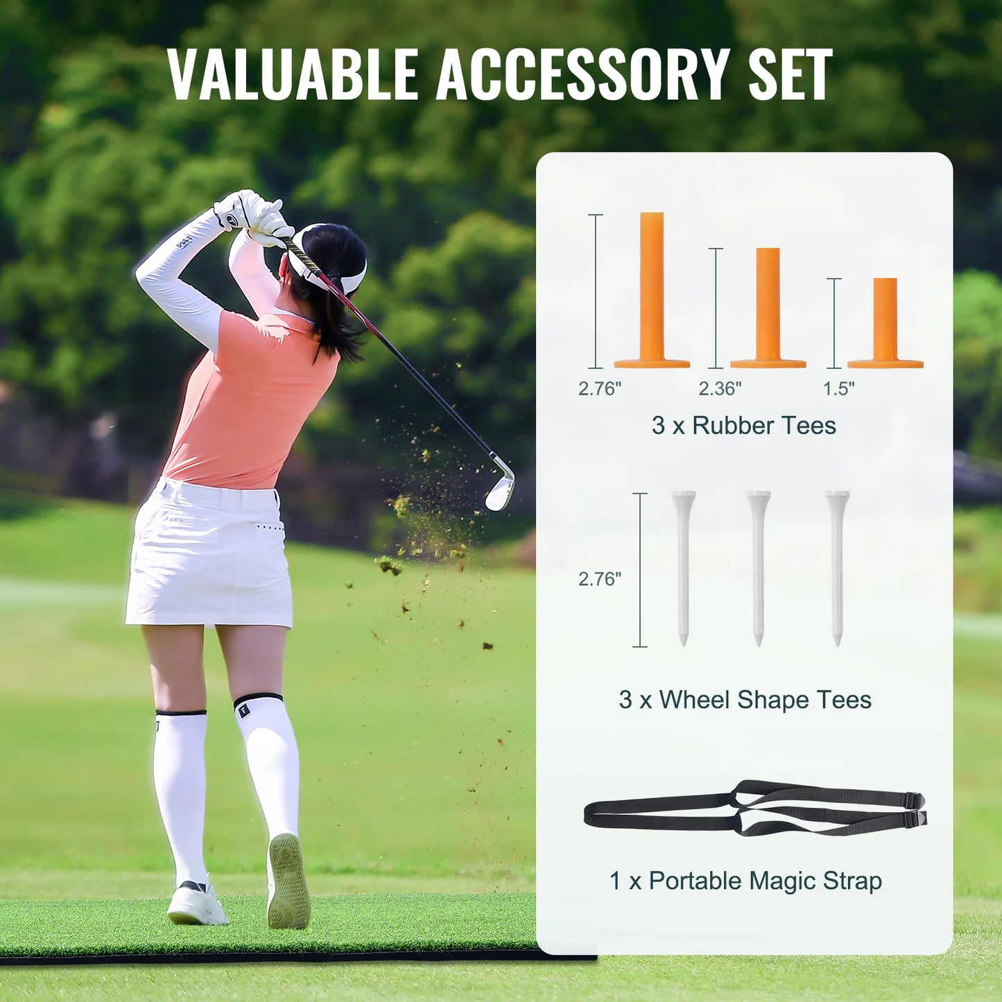 Succebuy 5/10/15Mm Golf Hitting Mat Artificial Turf Golf Hitting Mat Golf Hitting Training Aids W/Golf Tees Golf for Practice