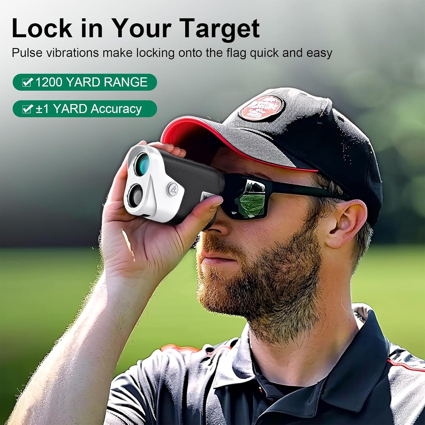 Golf Rangefinder with Slope Switch,1200 Yards & 7X Magnification,Flag Pole Locking,Slope Measurement, Magnetic Mount,Fast Focus Laser Range Finder for Precise Distance Measurement