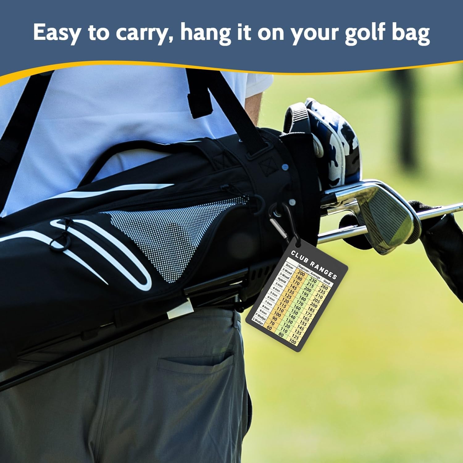 Golf Club Range Chart Card, Easy Carry with Credit Card Size,Sturdy Golf Yardage Card for Seasoned Golfers, Average, or Beginners