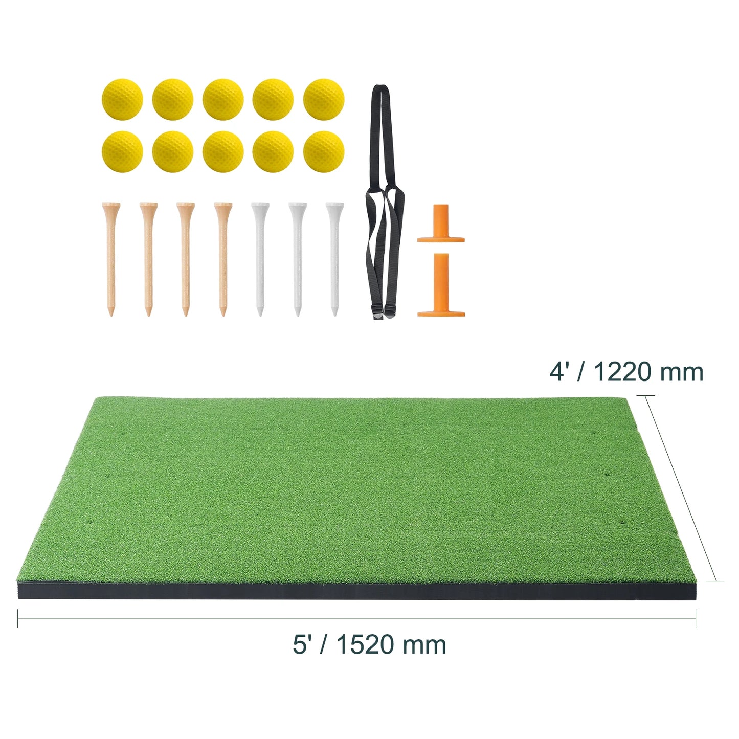Succebuy 5/10/15Mm Golf Hitting Mat Artificial Turf Golf Hitting Mat Golf Hitting Training Aids W/Golf Tees Golf for Practice