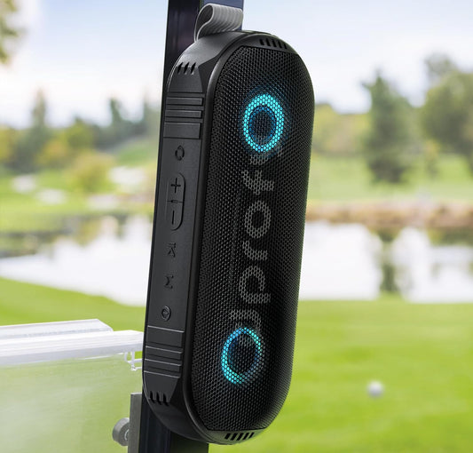 New Play 2 Rounds, Magnetic Bluetooth Golf Speaker, Stereo Sound Portable Pro Wireless Waterproof Speaker with Rich Bass, Golf Accessories Golf Gifts (With Light)