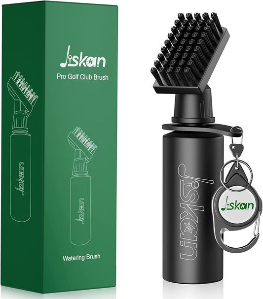 Professional Golf Club Brush Cleaner with Retainer Clip and 4-Ounce Squeeze Water Bottle - Essential Golf Accessories for Men, Ideal Golf Gifts