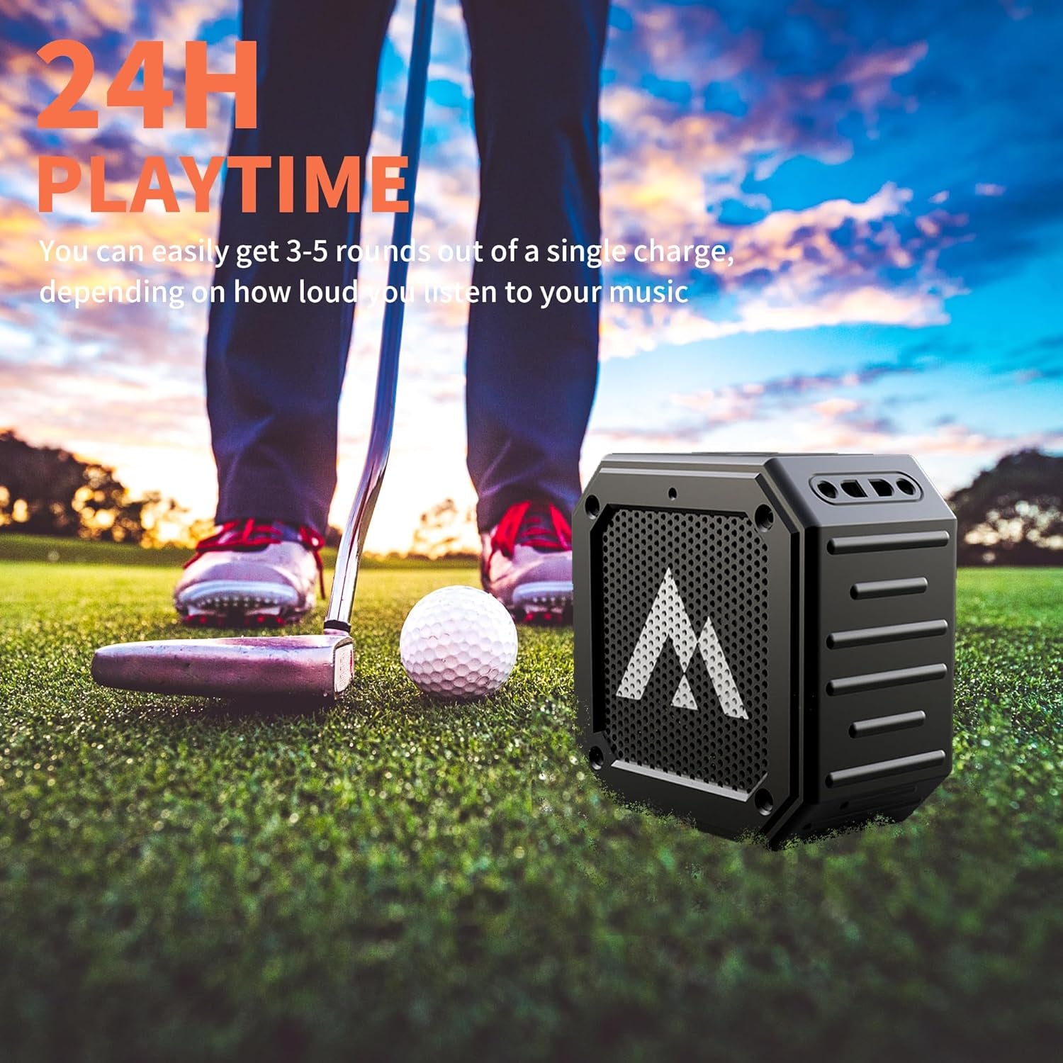 Golf Cart Speaker with Storage Case, IPX7 Magnetic Bluetooth Speaker 24H Playtime, 18W Loud Stereo Sound, Ideal for Golf Cart Accessories, Golf Gifts for Men