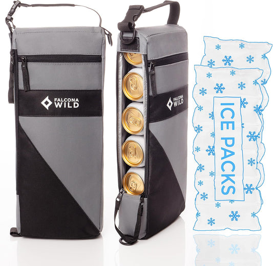 Golf Cooler Bag plus 2 Ice Packs - Keeps Drinks Cold for Hours - Holds 6 Cans - Fits Discreetly in Golf Bags - Insulated Beer Sleeve and Cooler Accessories