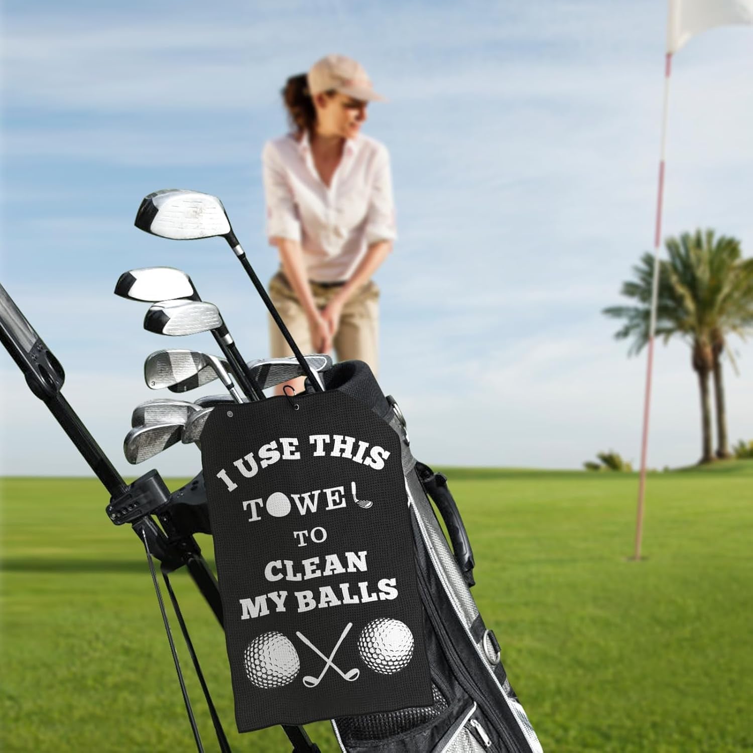 Golf Accessories Towel Gifts for Men: Stockig Stuffers for Men Him, Funny Microfiber Towel Cleaning Cloth with Clip for Bags Golf Balls & Clubs, Gifts for Christmas Birthday Valentines Day Fathers Day