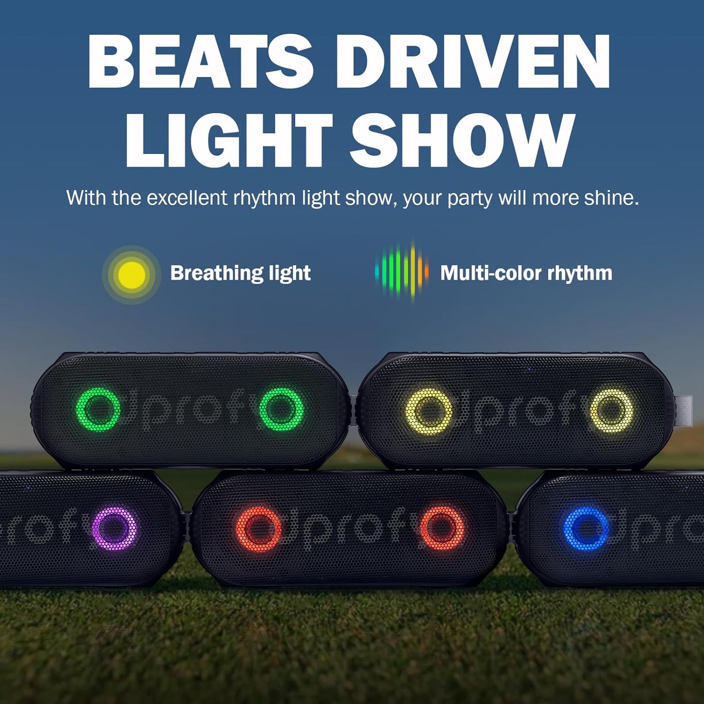 New Play 2 Rounds, Magnetic Bluetooth Golf Speaker, Stereo Sound Portable Pro Wireless Waterproof Speaker with Rich Bass, Golf Accessories Golf Gifts (With Light)