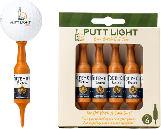 Beer Bottle Golf Tees, Virtually Unbreakable and Recyclable Plastic Golf Tee 6 Pack, Golf Gift for Men, Bachelor Party Novelty Gift, for Golfers,3-1/4" Tall