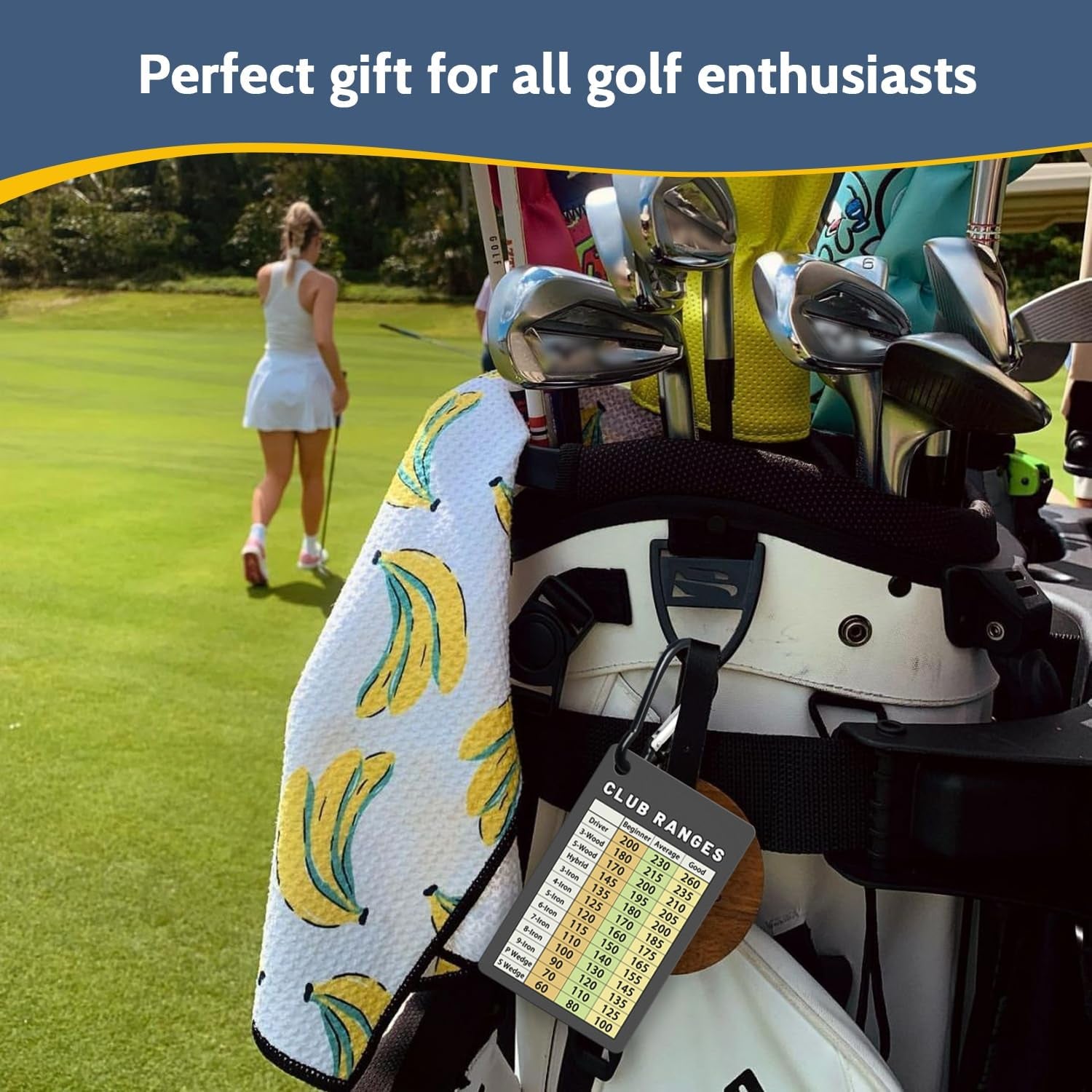 Golf Club Range Chart Card, Easy Carry with Credit Card Size,Sturdy Golf Yardage Card for Seasoned Golfers, Average, or Beginners