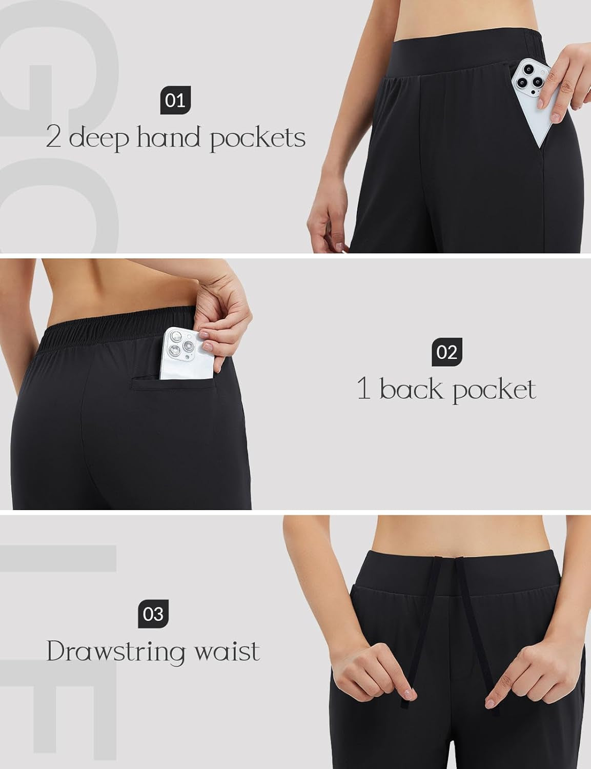 Women's Lightweight Stretch Flare Dress Pants with Pockets for Golf and Business, Available in 26" and 29" Lengths, UPF 50+