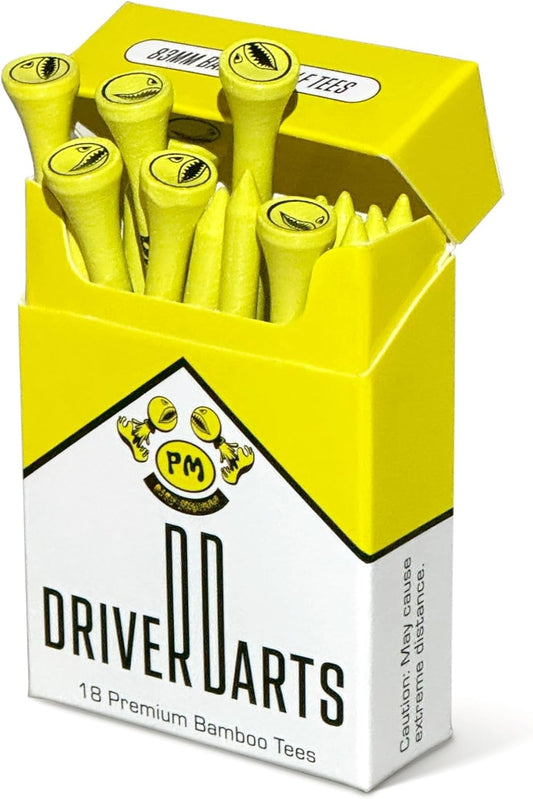 Driver Darts by P*Ss Missile, Premium Bamboo Golf Tees | 18 Count, 83Mm (3.25") Wooden Tees | Iconic Packaging and Cool Organization | Funny Golf Accessory for Golfers