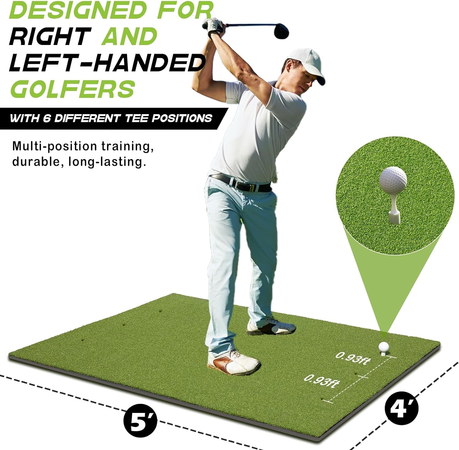 Bltend Thickened Golf Mat: 5X4Ft & 5X5Ft Heavy-Duty Golf Hitting Mats Practice O