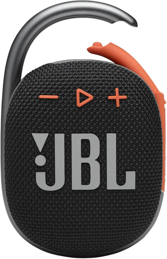 Clip 4, Black/Orange - Portable Bluetooth 5.1 Speaker - up to 10 Hours of Play - Waterproof & Dust Resistant - Includes Noise & Echo-Canceling Speakerphone