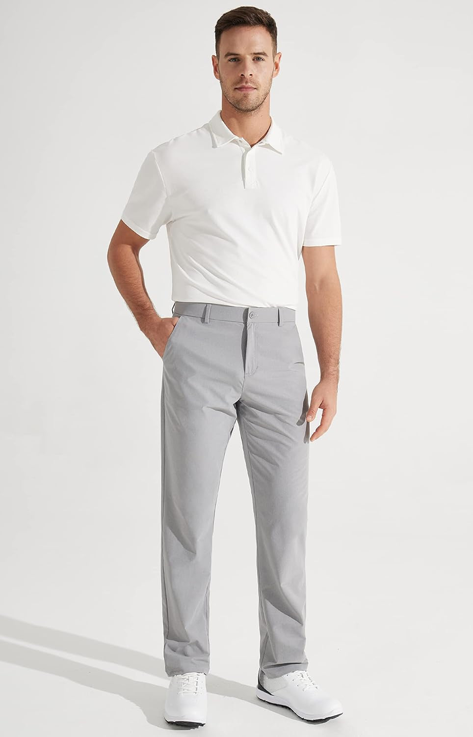 Mens Golf Pants Stretch Work Dress Pants 30"/32"/34" Quick Dry Lightweight Casual Comfy Trousers with Pockets