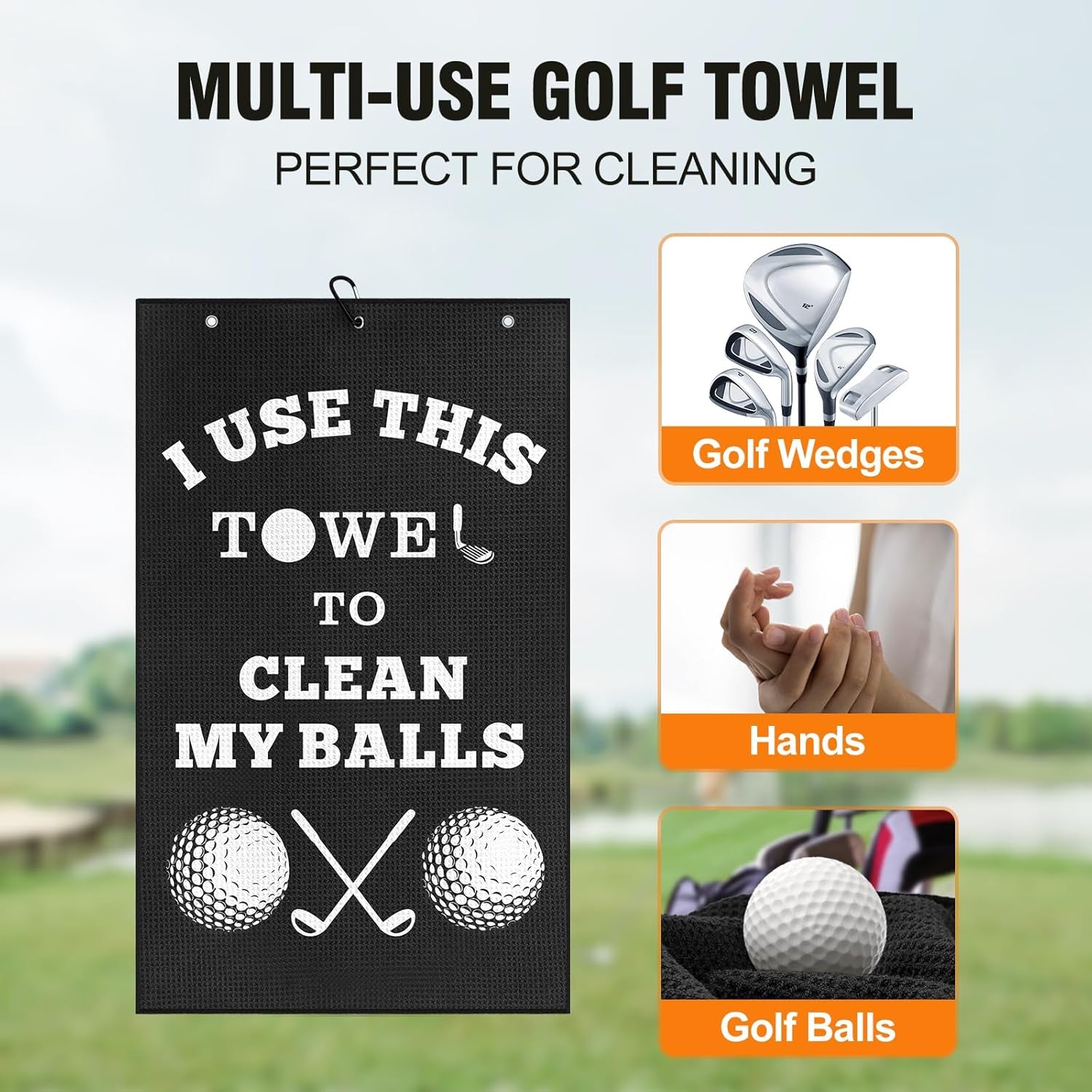 Golf Accessories Towel Gifts for Men: Stockig Stuffers for Men Him, Funny Microfiber Towel Cleaning Cloth with Clip for Bags Golf Balls & Clubs, Gifts for Christmas Birthday Valentines Day Fathers Day