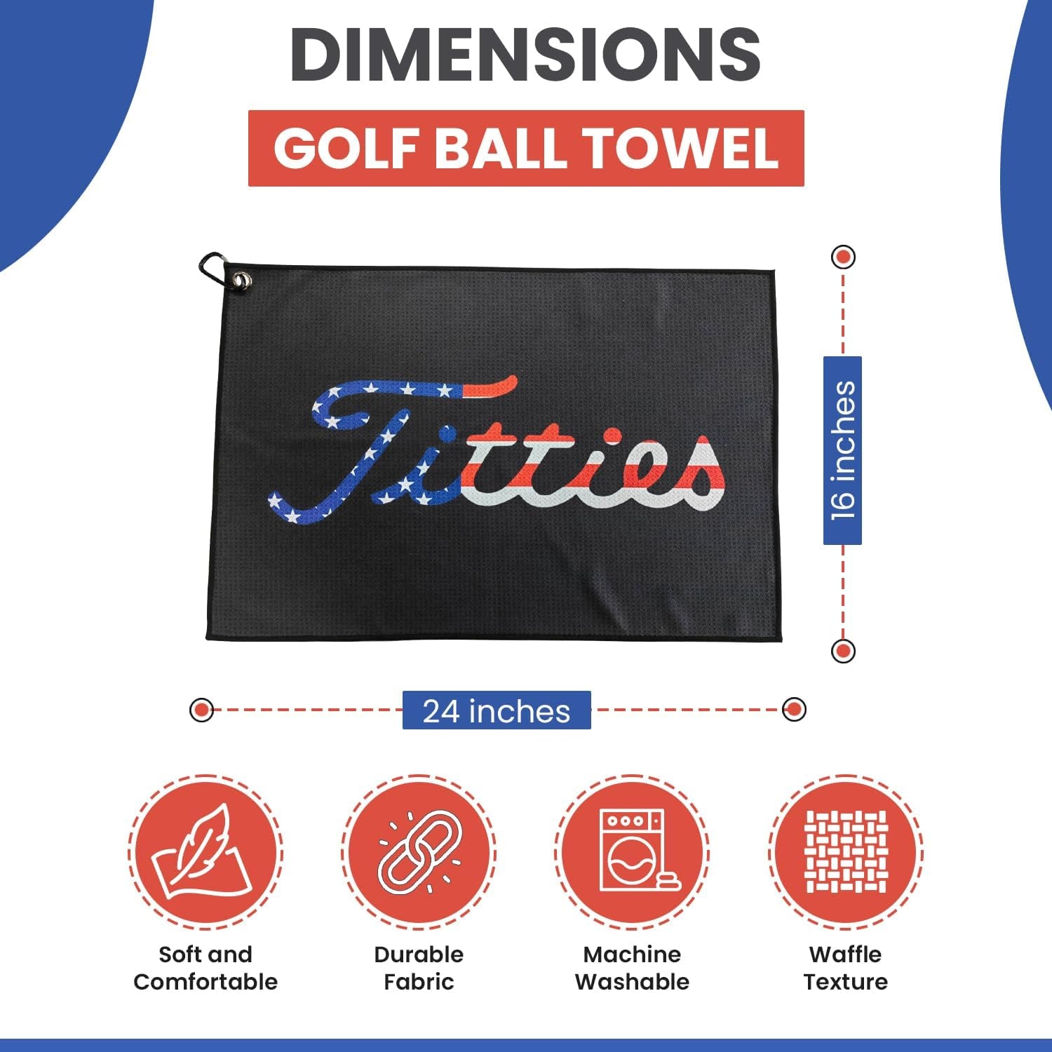 Funny Microfiber Disc Golf Towel - Premium Disc Golf Towel for Golf Bags with Clip Holder - Ideal Golf Accessories for Men and Women - Golf Club Bag Accessories for a Fun Golfing Experience